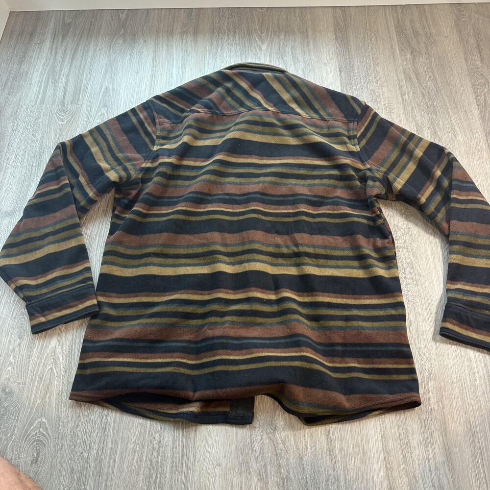 Eddie Bauer Men's Fleece Shirt Striped Button Down Outdoor Shacket Large - Picture 9 of 10